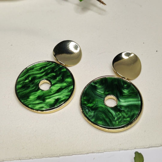 Emerald Marble Earing