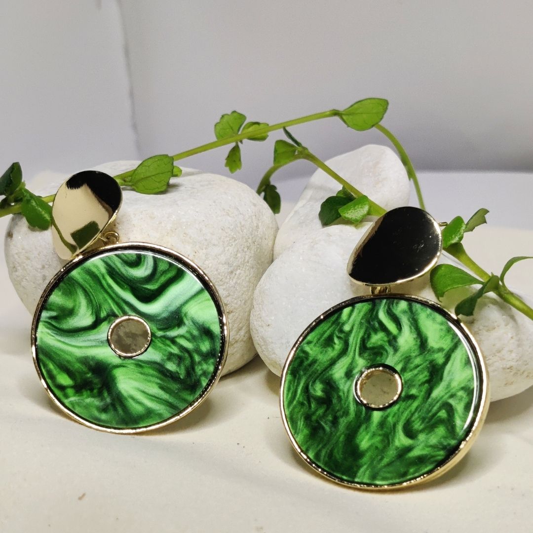 Emerald Marble Earing