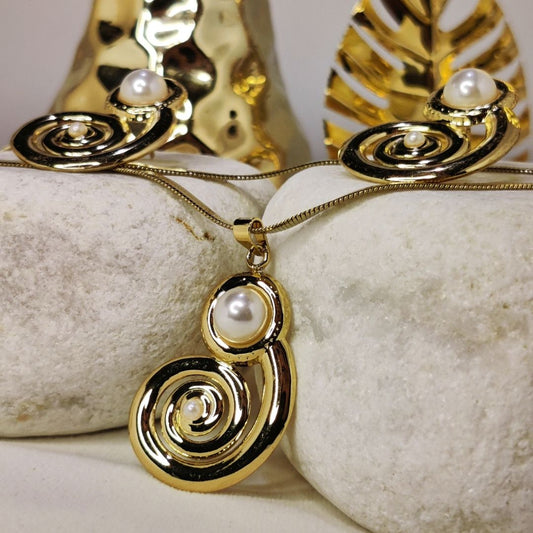 Spiral Pearl Pendant Sets